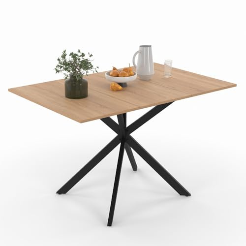 IDMarket - Table à Manger Extensible carrée Alix 4-6 Personnes Pied araignée Bois et Noir 80-120 cm