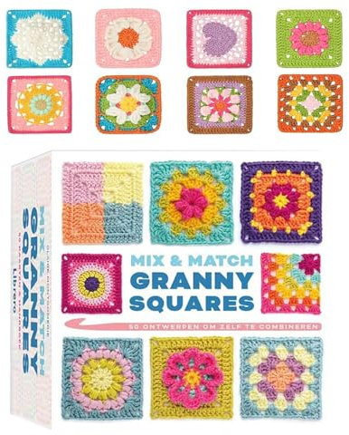 JOYOLA Granny Square Crochet Cards, 50 Pieces Mix and Match Designs Crochet Cards, Crochet Set for Beginners for Crochet Blankets, Patches
