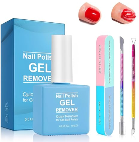 YOFDAL Dissolvant de Vernis à Ongles en Gel,Professionnel Gel Nail Polish Remover,Enlever Facile Et Rapide De L'ongle En gel,Avec Limes à Ongles et Grattoir,Pour enlever les manucures