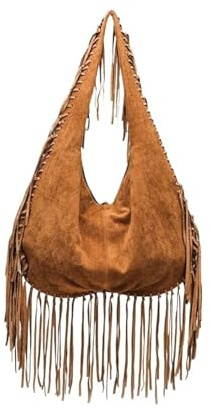 ITRHJTGP Fransväska, mode, retro, tofs, handväska, läder, västerländsk cowboy-stil, puffig axelrem