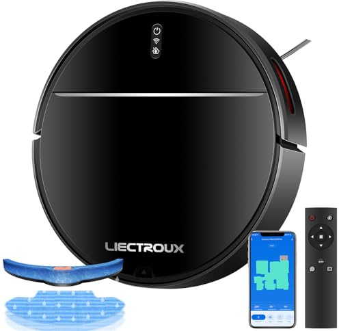 Liectroux M7S Pro - 4000Pa - Saugroboter mit Wischfunktion - Schlank - Saugroboter - Intelligente Navigation - Funktioniert mit App und Alexa und Google Home - Schwarz