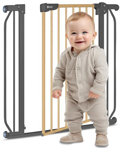 lionelo Truus Slim - Puerta de Seguridad Ajustable de 75 a 105 cm con Ajuste a presión, Altura 77 cm, Apertura en Ambos sentidos, autobloqueo, Bordes Redondeados