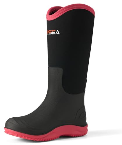 HISEA Women's Mud Rain Boots, Waterproof Tall Garden Shoes, Insulated Neoprene Rubber for Outdoor Activities: Hunting, Gardening, Farming, Muddy Yard Work, Sizes US 6-11