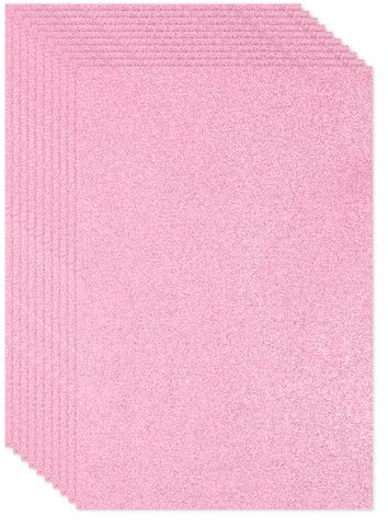 PATIKIL Foglio Schiuma Glitter Eva Rosa Lucido 11 x 8 Spessore 2mm Spessore Eva Schiuma Adesivi Fogli Gomma Feltro Glitterato Scintillante per Progetti Fai da Te, 10Pz