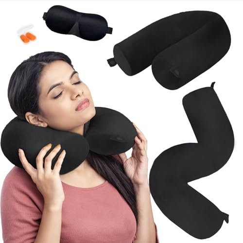 iophi Nackenkissen Flugzeug, Biegsames Reisekissen Memory Foam, Travel Nackenkissen Memory Foam für Nacken, Vielseitiges Nacken-Stützkissen für Flugzeug, Büro, Bett & Reisen