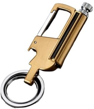 Briquet d'allumette multifonctionnel, porte-clés d'outil 10 000 fois, allumette multifonctionnelle trois-en-un réutilisable portable, allume-feu d'allumette en métal for urgence extérieure(Metallic)