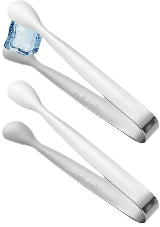 Pinze per ghiaccio, pinze per zucchero, pinze per cubetti di zucchero, confezione da 2 pinze per dolci, clip da portata da 10 cm, pinze per antipasti in acciaio inox, piccole pinze per alimenti