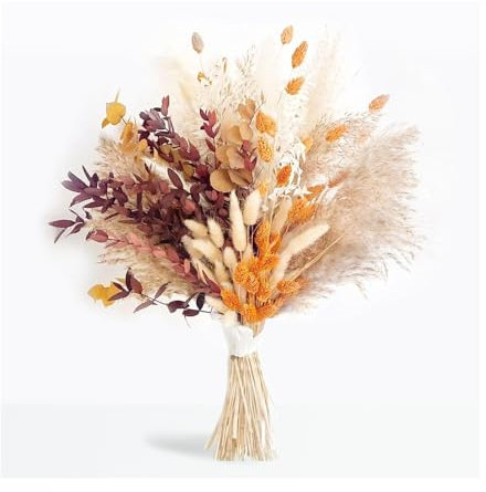 GIDWRIY 64 Pièce Bouquet de Fleurs Séchées,Fleurs Sechees Naturelles Herbe de Pampa a Planter,Pampas Sechees Decoration,Kit DIY Fleurs Séchées,Dried Flowers for Vase pour Chambre, Boho Mariage