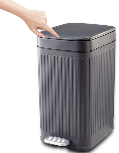 Kongming Cubo de basura con pedal con tapa, 8 L, pequeño cubo de basura a prueba de olores, cubo de basura para cocina, baño, oficina, salón, dormitorio, WC