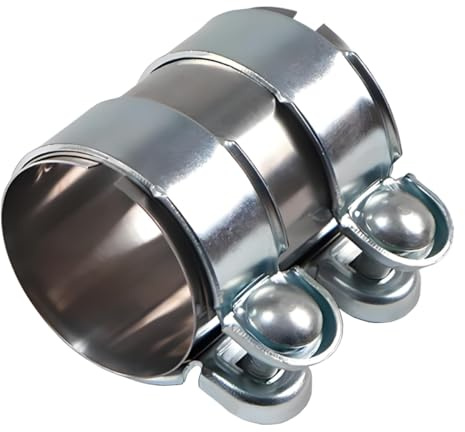 LKRXW Abrazadera para Tubo de Escape 42mm Conector para Tubos de Escape Acero Inoxidable Abrazaderas de Banda Doble Mangueras Sistemas Acoplador Silenciador Longitud 95mm