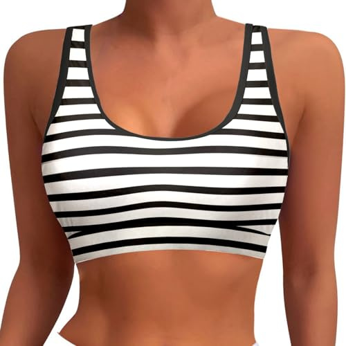 Generisch 2026 Mujer Sujetador Deportivo Bikini Top Racerback Natación Top Halter Trajes de Baño Top Acolchado Crop Tops Traje de Baño