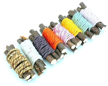 Hsioluted Rodents Cage Toy Snacks Rod Natural Grass Molar Grinding Toy for Gerbils Small Animal Wood Chews for Small Animals