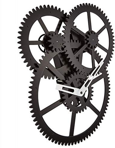 Kikkerland Wall Triple Gear Clock Fahrradaufbewahrung, Schwarz, One Size
