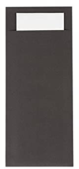 Mank Bestecktasche 85 x 200 mm, mit 2-lagiger Tissue-Serviette in Weiß, Besteckhülle, Besteckbeutel in verschiedenen Farben (Schwarz, 100)