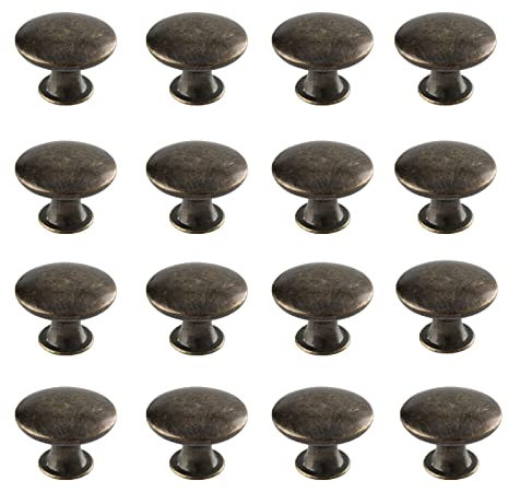 16 Pièces Boutons de Tiroir Set Bronze, Bouton de Placard Rond Rétro, Boutons de Meuble, Accessoires pour Tiroirs, pour Armoires de Meubles, Armoires de Cuisine, Commodes