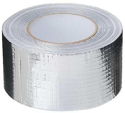 PROFIVENT.DE VERSTÄRKTES ALUMINIUMBAND Hitzebeständiges Wasserdichtes Alu Klebeband zum Reparieren von Metalloberflächen Dampfsperre Klebeband netzverstärkt Belüftung Isolierung (96mm/45m)