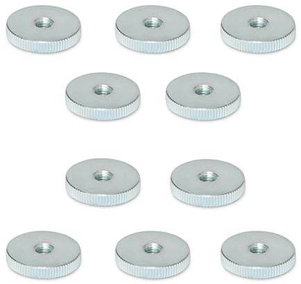 Ganter Normelemente Tuercas moleteadas planas | Tuercas moleteadas (forma baja) | DIN 467-M6-ZB | 10 unidades | acero galvanizado | Rosca: M6