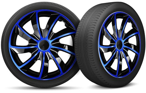 Radkappen 16 Zoll Radzierblenden 4er Set passend für alle Stahlfelgen - Einstellbarer Sicherungsring - Schwarz Blau