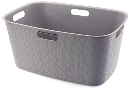 Curver Softex 45L Laundry Basket, 70 percent Recycled Material, Durable, Lightweight, Taupe