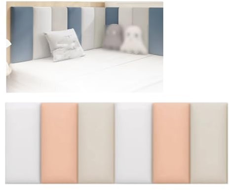 Cuscino Da Parete Autoadesivo, Imbottitura Da Parete Anti-Collisione 60x30 Cm, 3 Pezzi/6 Pezzi/9 Pezzi Adesivi Da Parete Borsa Morbida Spessore 3 Cm, For Parete TV Camere Da Letto Sala Giochi(White Gr