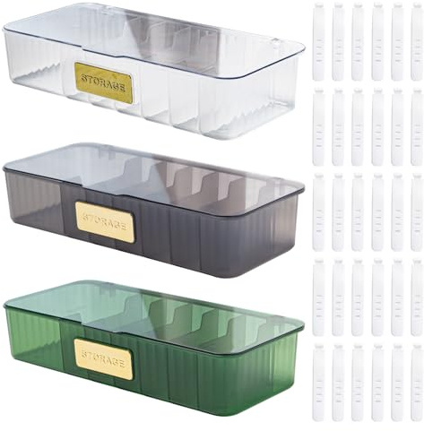 Pilikoll 3 Pezzi Scatola Organizer Cavi con Coperchio, 30 Fascette per Cavi Organizer Cavi Cassetto con 7 Scomparti Scatola Porta Cavi Organizzatore Cavi per Famiglia, Iscrivania, Ufficio, Cassetti