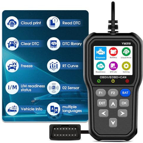 Anluomania OBD2 Auto Diagnostica Tutte Autodiagnosi OBD2/ EOBD, OBD2 Scanner Lettore di Codici di guasto, OBD2 Diagnosi Auto, Strumento Diagnostico Supporta Lo Italiano, 13 Lingue, HD IPS Display