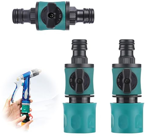 DmDoyy 3 Piezas Acoplamiento De Manguera De Jardín con Válvula Reguladora, Conector De Manguera con Válvula De Cierre, Conector Rapido Manguera, Adaptador para Grifo De Agua, 1/2 Conector Blando