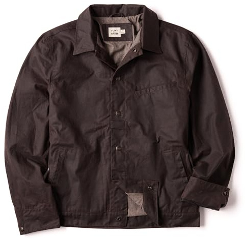 Huckberry Flint and Tinder James Waxed Snap Jacket, Mens Jacket, Dark Brown, X-Large