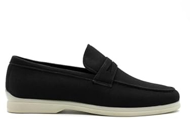Xposed Men’s Black Faux Suede Penny Loafers Lightweight Slip-On Smart Casual Summer Shoes [PVC-V832-BLACK-44]