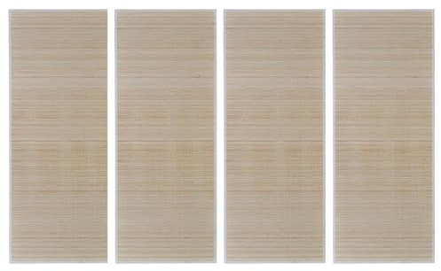 Eleganta bambumattor 4 st. Natur 120 x 180 cm – rektangulära mattor av bambu med polypropylenkant, hållbara och miljövänliga för vardagsrum, sovrum