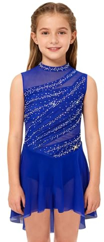 Yihuimin Vestido de patinaje artístico para niña, sin mangas, vestido de patinaje artístico, vestido de ballet, vestido de danza, traje de gimnasia rítmica, maillot de danza