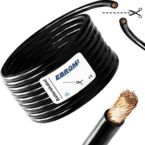 EBROM Batteriekabel - Aderleitung SCHWARZ, H07V-K 6-10 - 16-25 - 35-50 - 70 oder 95 mm² Batterie Kabel 99,9% OFC Kupfer, Meterware, Ihre Auswahl: 35 mm2, x Stück im Warenkorb = x Meter von 35mm2