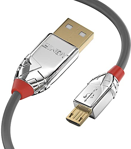 LINDY 36653 3m USB 2.0 Typ A an Micro-B Kabel, Cromo Line Anthrazit
