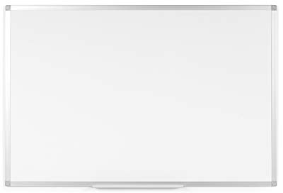 BoardsPlus - Pizarra blanca con marco de aluminio y bandeja, 120 x 90 cm (no magnética)
