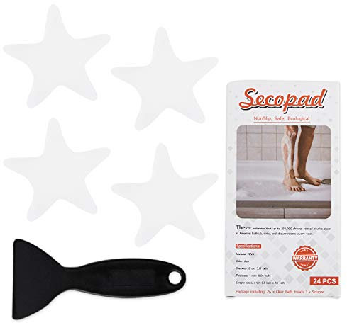 Secopad Adesivi Antiscivolo per Vasca da Bagno Strisce adesive con Raschietto di Alta qualita (Clear)