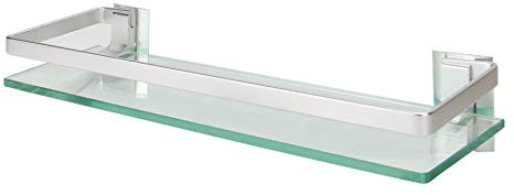 Tempered Glass Shelf with Aluminium Rail | 1 Tier | Wall Mounted Bathroom Shelves | Strong Safety Glass Storage Shelf | Stylish Bathroom Accessories | M&W