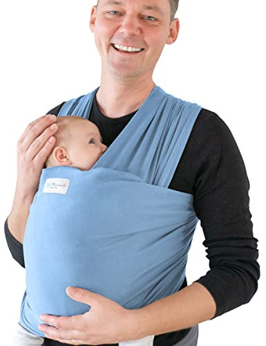 Tragetuch Baby Neugeboren von Hebamme - OEKO TEX 5m bis 15kg - Elastisches Tragetuch ab Geburt - Neugeborene/Babytragetuch mit Tasche & Anleitung