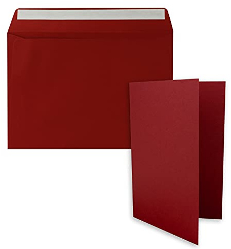 Set di 50 biglietti pieghevoli, formato DIN A5, 14,8 x 21 cm, con buste DIN C5, chiusura adesiva, per grandi inviti e biglietti di compleanno o matrimonio