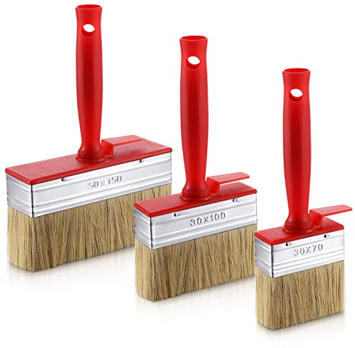Hoolerry 3 Pcs Deck Stain and Sealer Block Paint Brushes for Wood Heavy Duty Brush Paint Brushes for Walls Applicator for Painting Staining Decking Fence (3,4,6)