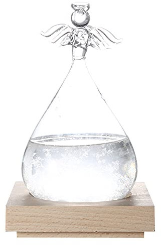 Tiiyee Previsioni del Tempo Bottiglia di Vetro, Storm Glass Home Decor Ornamento a Forma di Angelo Predittore di Gocce d'Acqua Stazione meteorologica Decorazione del Desktop Regalo(Bianco)