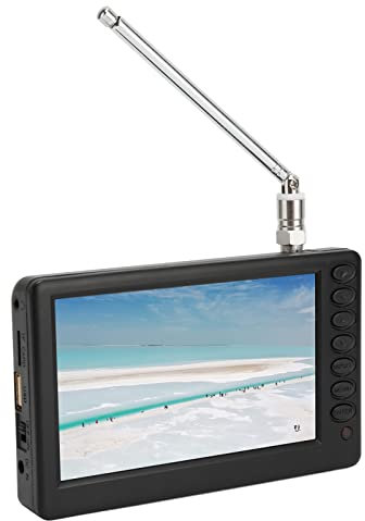 Annadue TV Portable 5 Pouces, Moniteur LCD TV Numérique de Poche Rechargeable avec Tuner, Prise en de la Carte USB/TF, Mini Télévision Numérique ISDB-T pour Le Camping, la