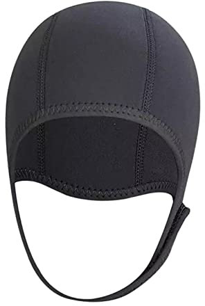 F Fityle 3 mm Neopren-Taucherhut, wasserdicht, verstellbar, Neoprenanzug, Thermohaube, Taucherhaube, Schwimmhut für Kajakfahren, Wassersport, Kanu, Damen, Schwarz