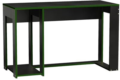 Home Detail Computer Gaming Desks for Gaming, Gaming Desk for PC, Playstation, Xbox, Gaming Accessories, with Gaming PC Tower Storage, Available in Black with Red, Blue or Grey (Black + Green), 120cm