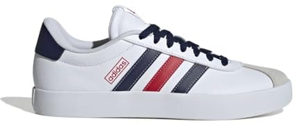 Adidas Homme VL Court Shoes, Cloud White/Navy Blue/Better Scarlet, 40 EU