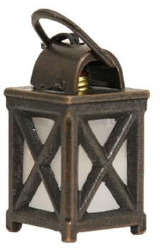 FADEDA Farol de metal, LED blanco/altura: 4 cm/pintado a mano/figuras de belén fieles - decoración de mesa de Navidad cuna accesorios