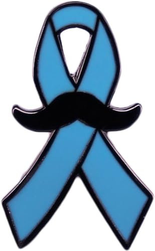 Broche en forme de ruban bleu avec moustache pour homme, sensibilisation à la santé, broche en émail dur pour chapeau, veste, sac en toile, Métal
