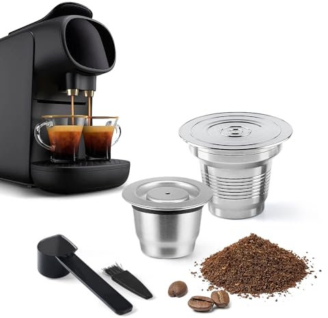 BENFUCHEN Big & Small Cup Stainless Steel Reusable Coffee Capsules Fit For L'OR Barista LM8012, Metal Refillable Coffee Pods Compatible With L'or Espresso Pods