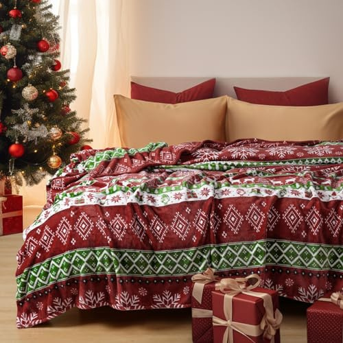 PHF Manta mullida de forro polar de 150 x 200 cm, manta ecológica suave y cálida, manta para sofá, cama, mantas diurnas y relajantes, cubresofá, Navidad retro