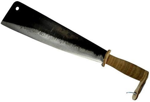 Avalon - Tajamata de hoja recta para el corte de maleza. Hoz de desbroce con mango de cuero y hoja de acero forjado de 32cm de longitud de alta resistencia