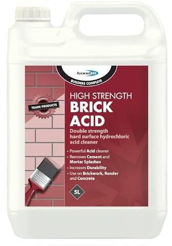 5L BOND-IT High Strength Brick Acid Cleaner CONCRETE MORTAR PATIO OIL Light, 6% Hydrochloric Acid Remove Oil Stains And Grease From Tiles, Paving and Brickwork & Patio Cleaner - 1 Gloves pair